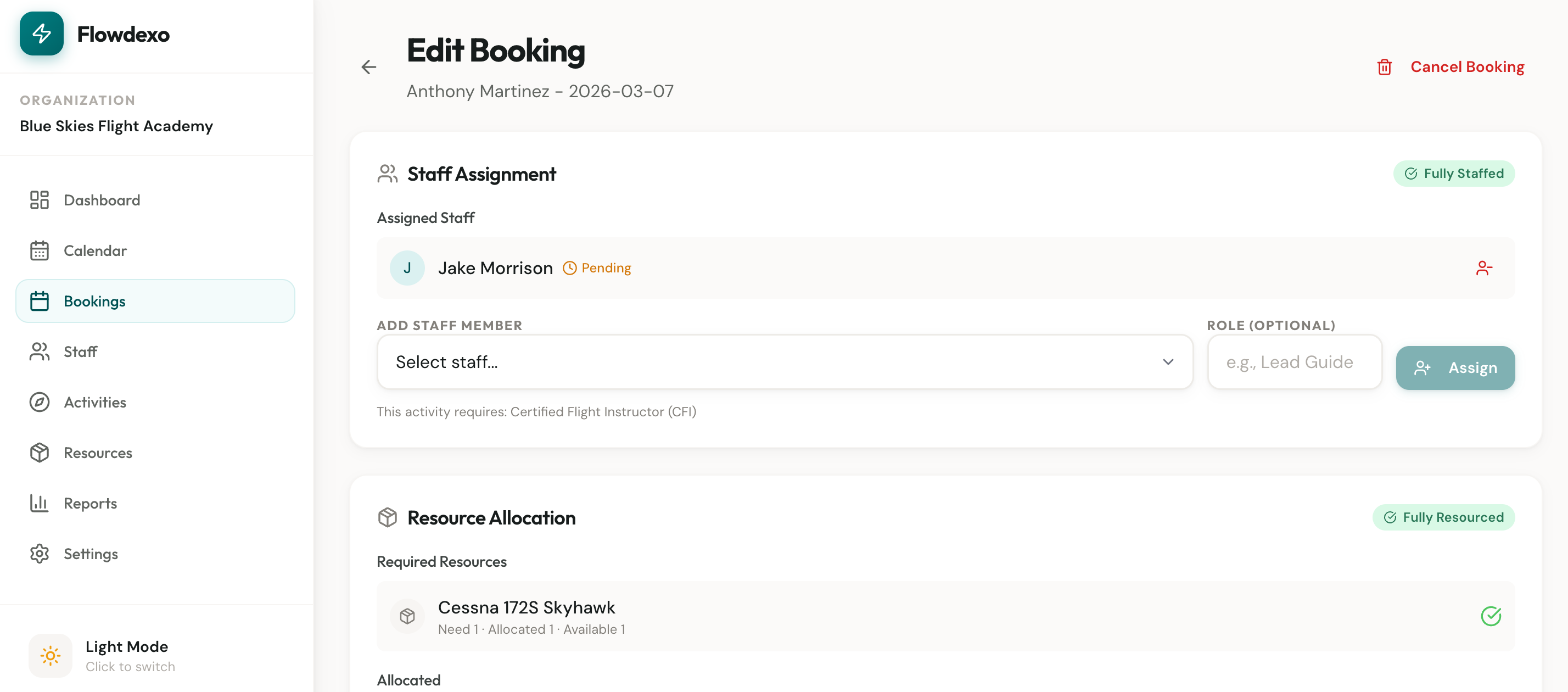 Staff & Resource Assignment